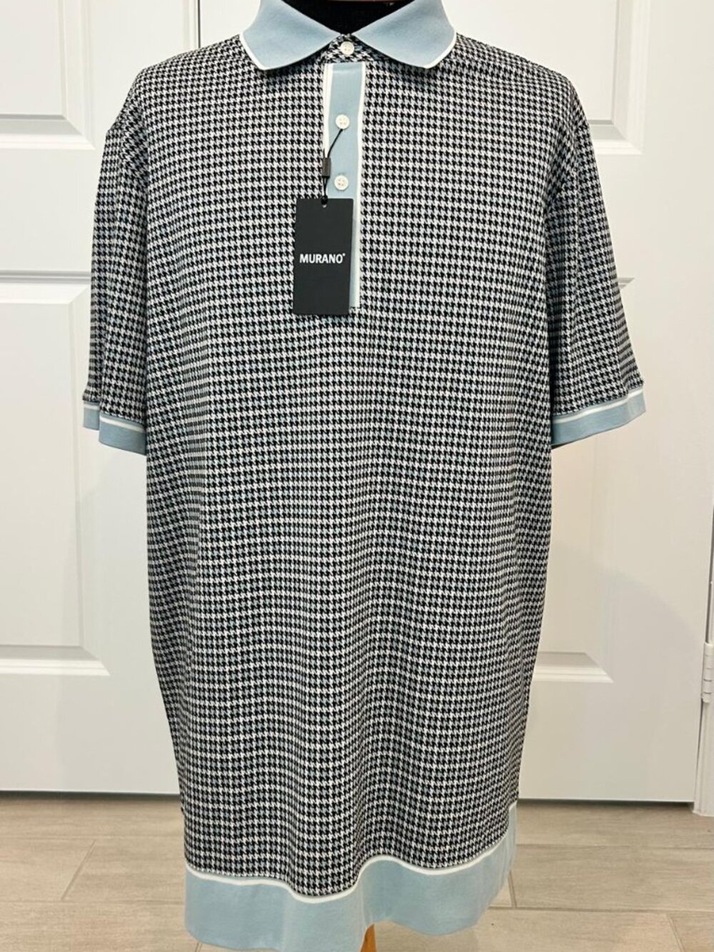 Murano Liquid Luxury Men’s XL Tall XLT Houndstooth Polo Shirt NWT